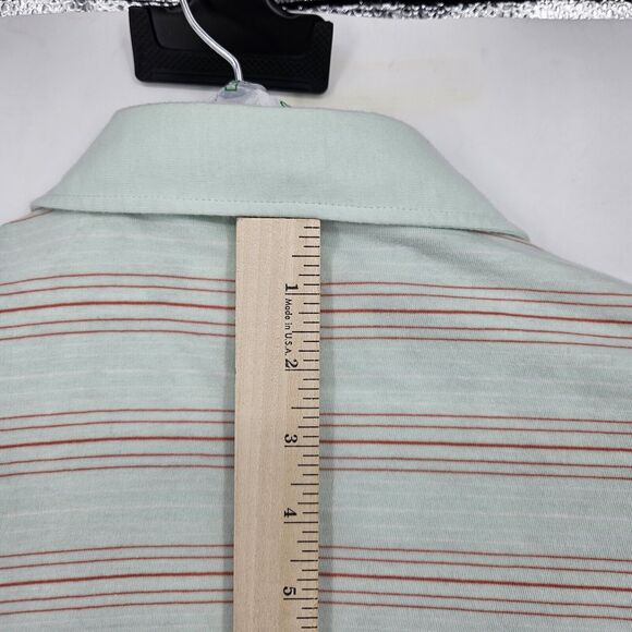 Criquet Shirt Mens Large Mint Striped Golf Polo Performance Pima Cotton L - Picture 6 of 11